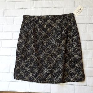BGC Black Plus Size Skirt Silver Gold Pattern NWT